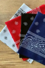 4 Adet Etnik Desenli Bandana Seti Siyah Kırmızı Lacivert Beyaz % 100 Pamuklu - indirimsepeti