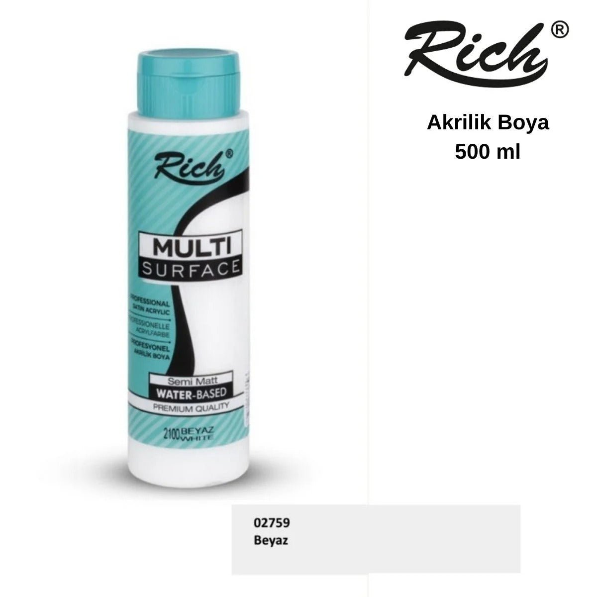 Rich Multi Surface Akrilik Boya 500ml 02759 Beyaz (2100) - indirimsepeti
