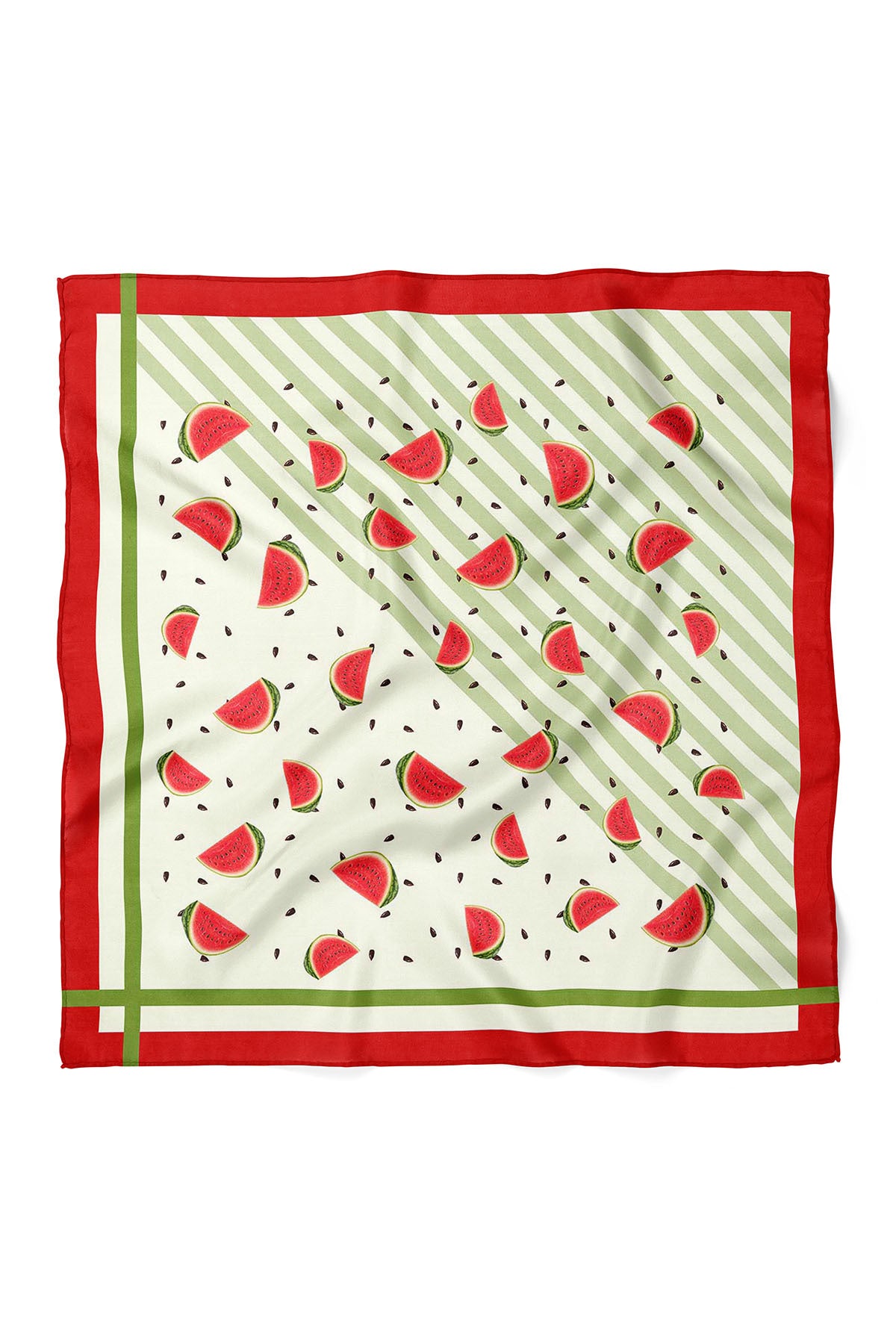 Kiraz Desenli Saten Bandana 50x50 cm – Tek Taraflı Baskı Şık Saç & Boyun Fuları - indirimsepeti