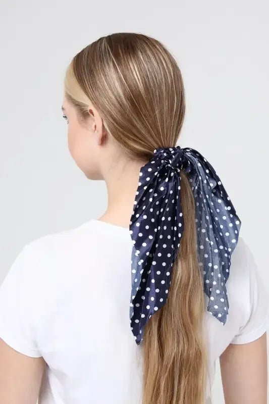 Kadın Aksesuar Saten Puantiyeli Lastikli Simit Scrunchie Fular Saç Toka - indirimsepeti