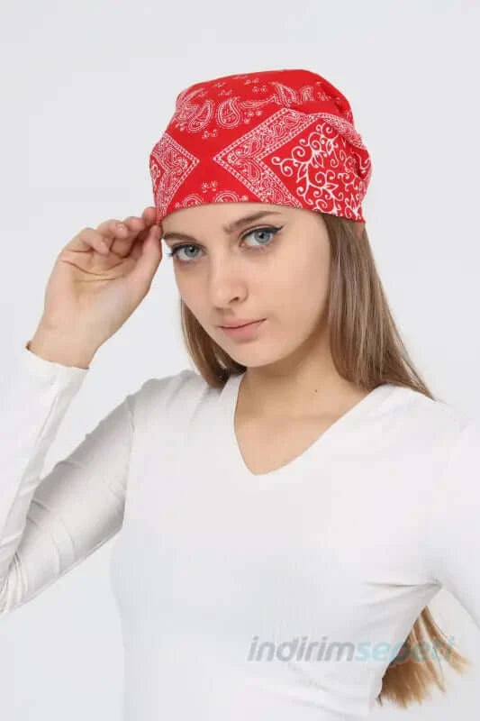 Bandana Etnik Desenli Bisiklet & Motosiklet Etkinlik Gezi Eğlence Pamuklu Kırmızı 4 Model - Indirimsepeti