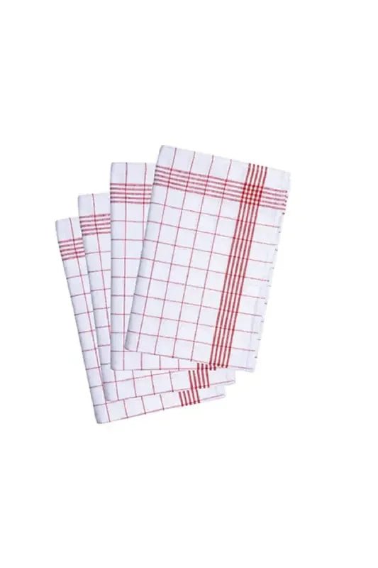 Pamuklu Kırmızı Renkli Pöti Kareli 4'lü Kurulama Bezi, Beslenme Örtüsü, Servis Peçetesi - indirimsepeti
