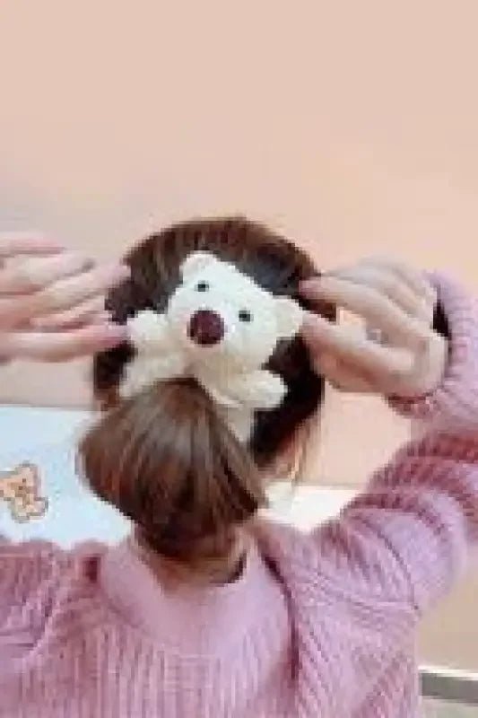 Peluş Ayıcıklı Kürklü Simit Toka Lastik Toka Saç Aksesuar - indirimsepeti