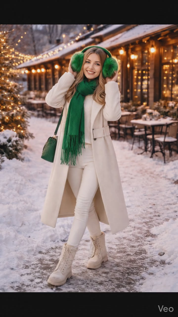 Yeşil Peluş Kulaklık | Yumuşak, Sıcak Tutan Kışlık Kulak Koruyucu, Unisex