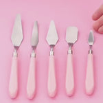 5’li Paslanmaz Çelik Resim Spatula Seti – Sanat ve Hobi İçin Palet Bıçakları – Pembe