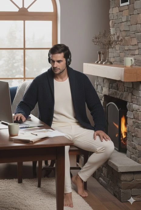 Erkek Uzun Kollu Krem Yün Atlet içlik – %75 Yün %25 Akrilik, Nefes Alan Termal Üst İçlik Atlet