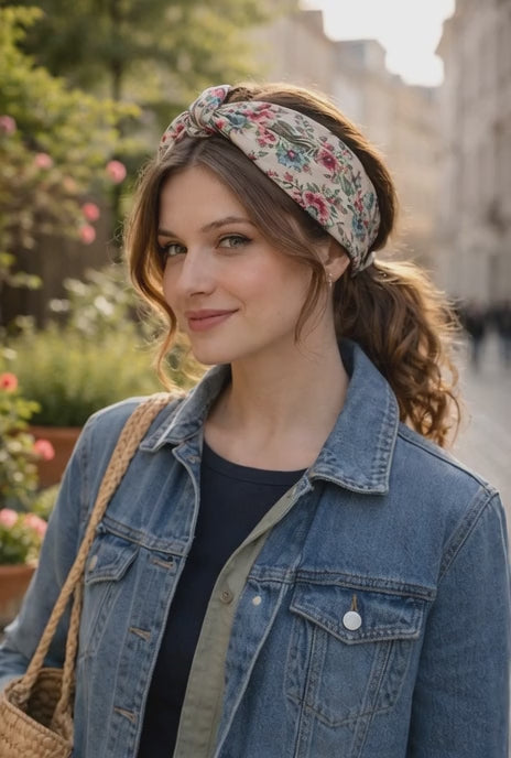 Çiçek Desenli Renkli Pamuklu Bandana Fular – Saç, Boyun ve Çanta Aksesuarı 55×55 cm