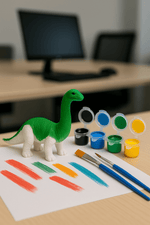 3D Hayvanlar Alemi Boya Seti – Dinozor Figürlü 6 Renkli Boya ve 2’li Fırça Seti - indirimsepeti