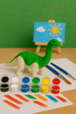 3D Hayvanlar Alemi Boya Seti – Dinozor Figürlü 6 Renkli Boya ve 2’li Fırça Seti - indirimsepeti