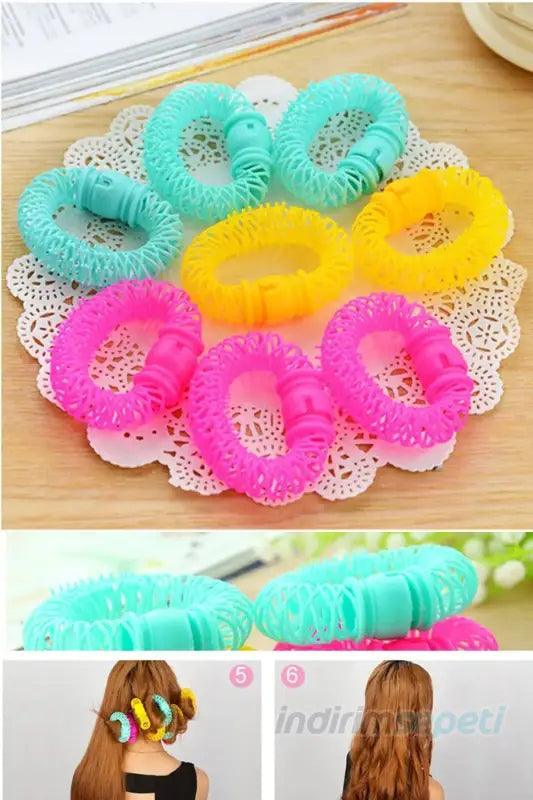 Sihirli Saç Bigudi Spiral Bukleler Rulo Donuts Curl Saç Şekillendirici Aracı Saç 4 Adet - indirimsepeti