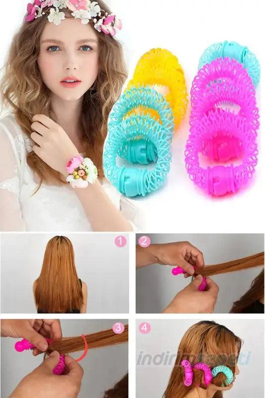 Sihirli Saç Bigudi Spiral Bukleler Rulo Donuts Curl Saç Şekillendirici Aracı Saç 4 Adet - indirimsepeti