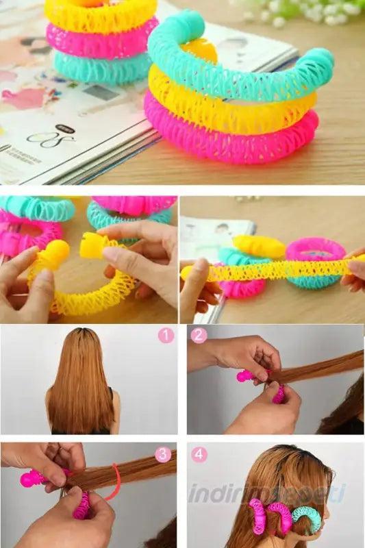Sihirli Saç Bigudi Spiral Bukleler Rulo Donuts Curl Saç Şekillendirici Aracı Saç 4 Adet - indirimsepeti