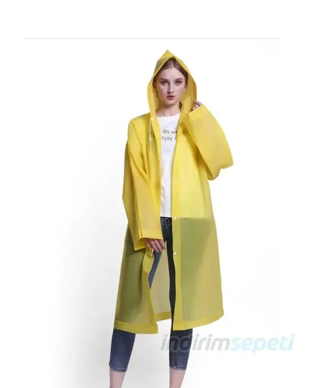 Yağmurluk Kadın Erkek Kapüşonlu Eva Sarı - Indirimsepeti