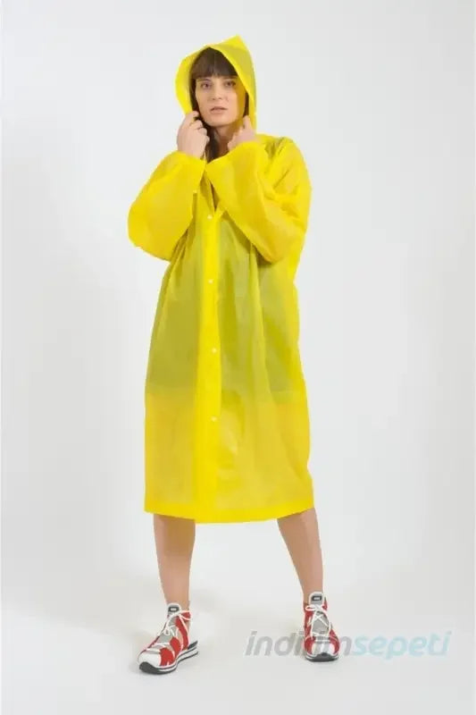 Yağmurluk Kadın Erkek Kapüşonlu Eva Sarı - Indirimsepeti