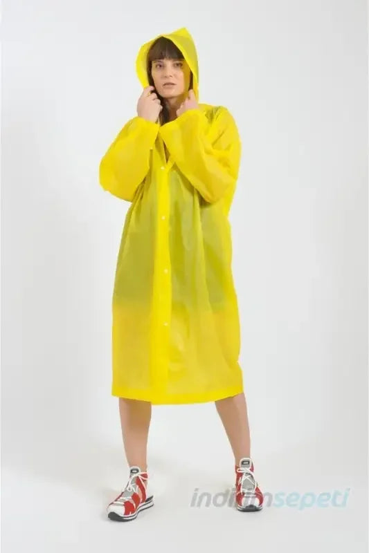 Yağmurluk Kadın Erkek Kapüşonlu Eva Sarı - Indirimsepeti